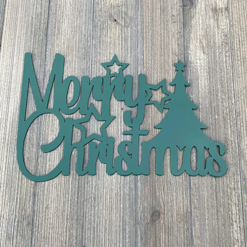 Merry Christmas Metal Sign Cutout Cut Metal Sign Wall Metal Art - 8 inches - metal sign