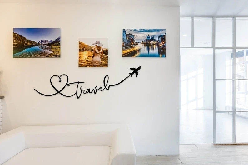 Travel Wall Art Plane Wall Decor Traveler Gift - 8 inches - metal sign