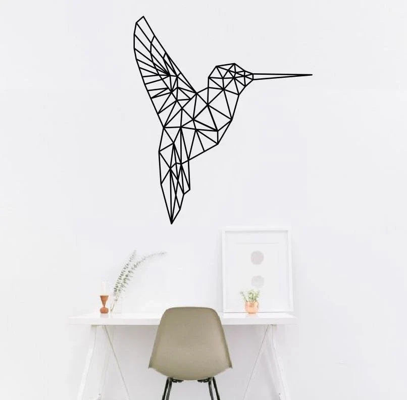 Geometric Hummingbird Metal Bird Hummingbird Geometric Metal Wall Decor - 8 inches - metal sign