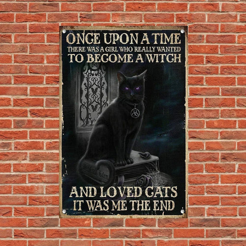 Black Cat Witch Once Upon A Time Love Cats It Was Me Metal Sign Wall Metal Sign - 8 inches - metal sign