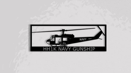 Hh1k Navy Gunship Metal Sign Cut Metal Sign Wall Decor - 8 inches - metal sign