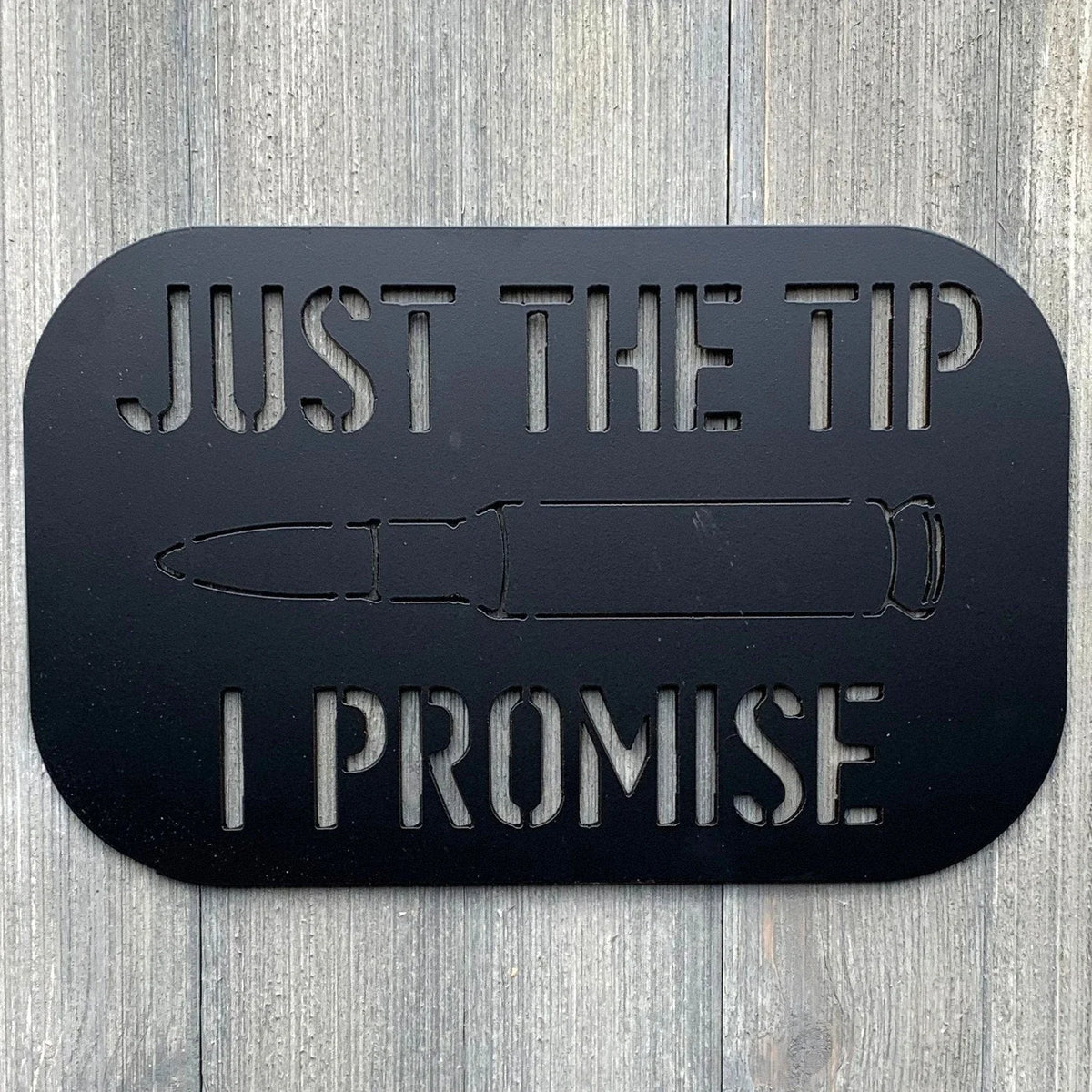 Just The Tip I Promise Metal Sign Cutout Cut Metal Sign Wall Metal Art - 8 inches - metal sign