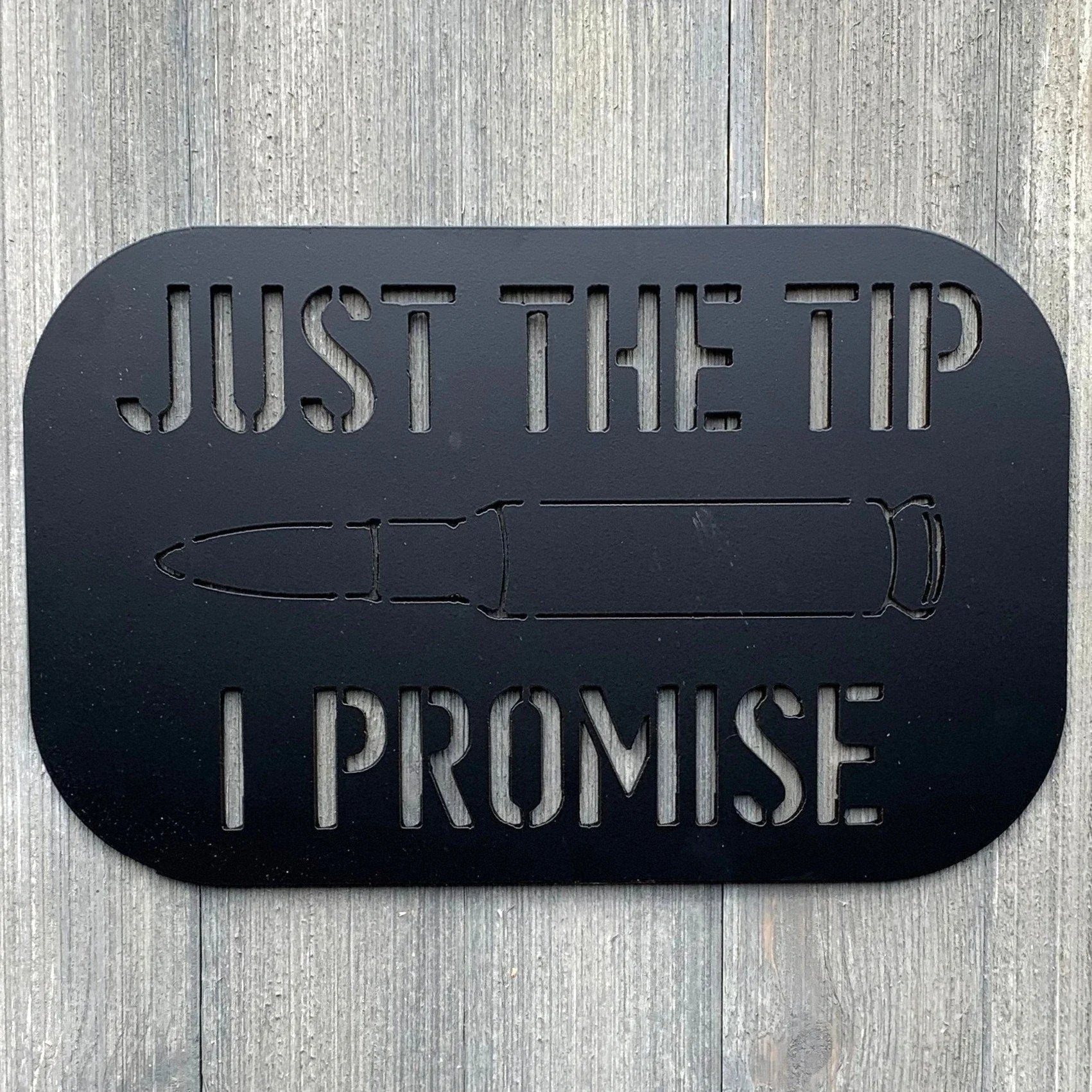 Just The Tip I Promise Metal Sign Cutout Cut Metal Sign Wall Metal Art - 8 inches - metal sign