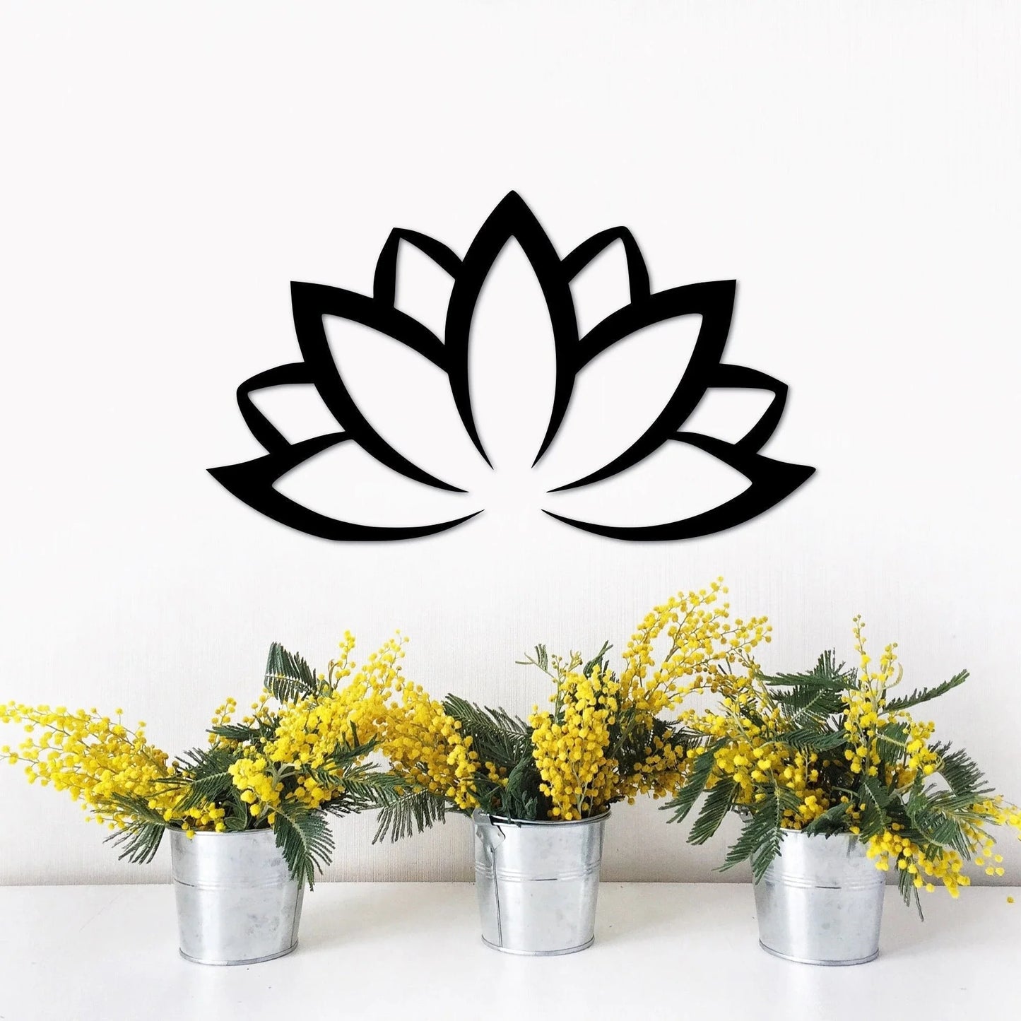 Lotus Flower Yoga Decor Metal Lotus Flower Wall Decor Lotus Flower Gift Yoga Studio Wall Hanging Flower Mandala - 8 inches - metal sign