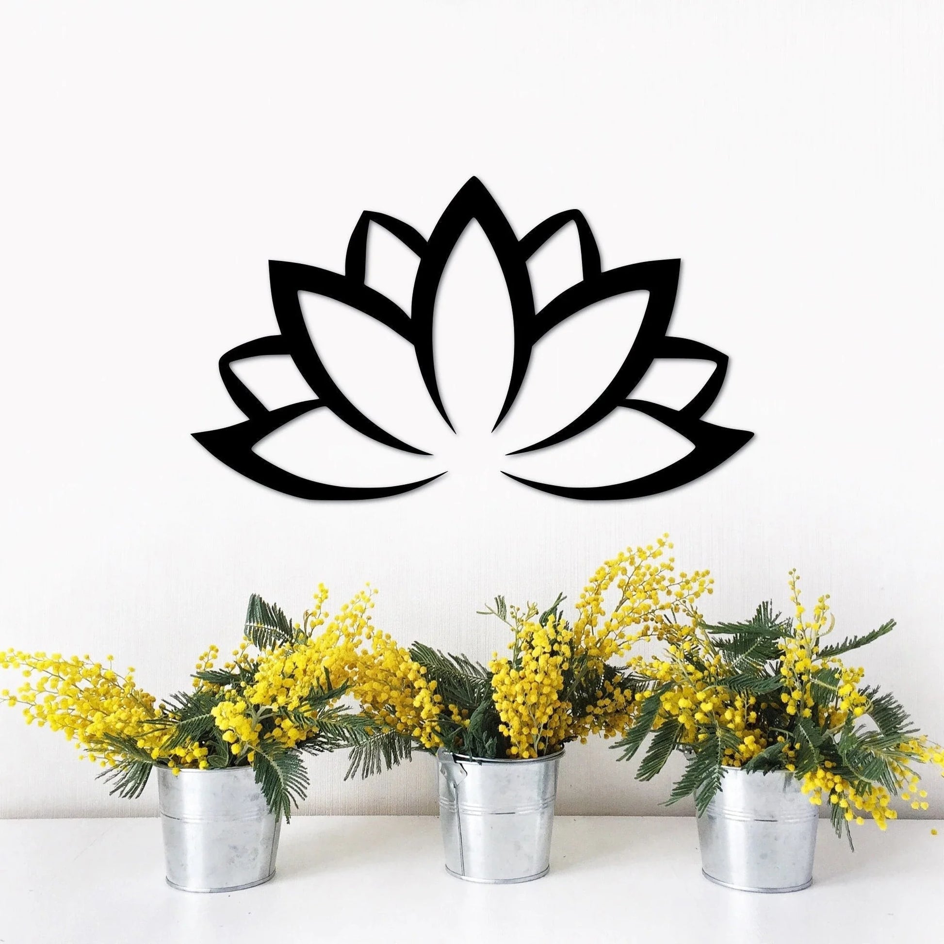 Lotus Flower Yoga Decor Metal Lotus Flower Wall Decor Lotus Flower Gift Yoga Studio Wall Hanging Flower Mandala - 8 inches - metal sign