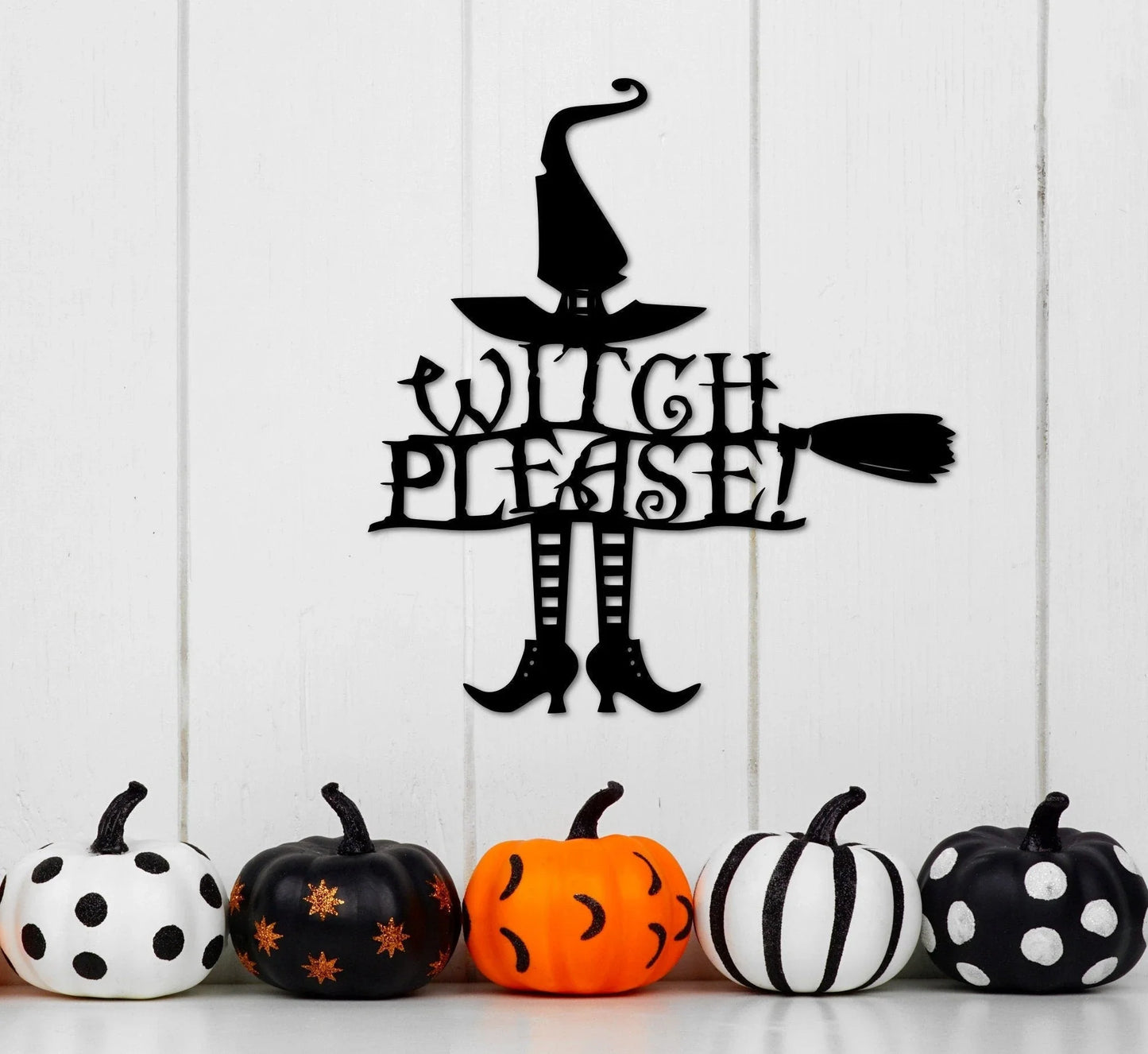 Witch Please Sign Metal Wall Decor Witch Front Door Hanger Metal Halloween Sign Witch Decor Halloween Decor - 8 inches - metal sign