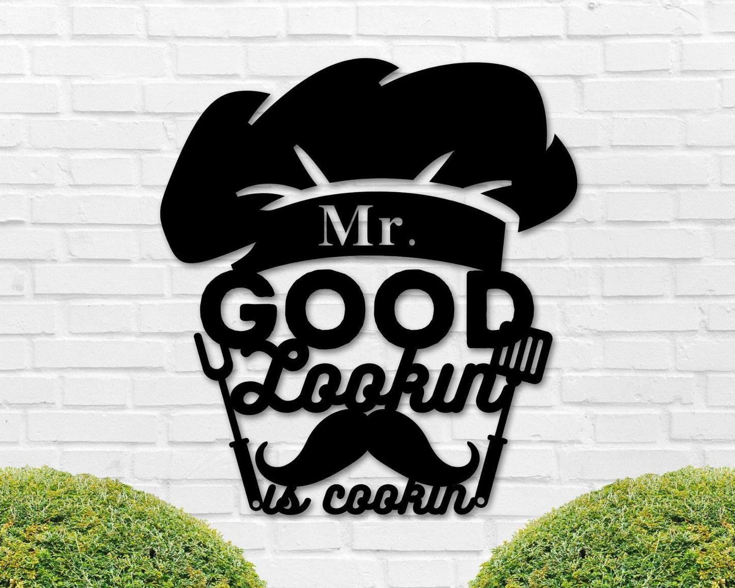 Mr Good Lookin Is Cooking Sign Fathers Day Gift Gift For Dad Sign For Dad Cooking Sign Chef Sign Bbq Sign Husband Sign Funny Sign - 8 inches - metal sign