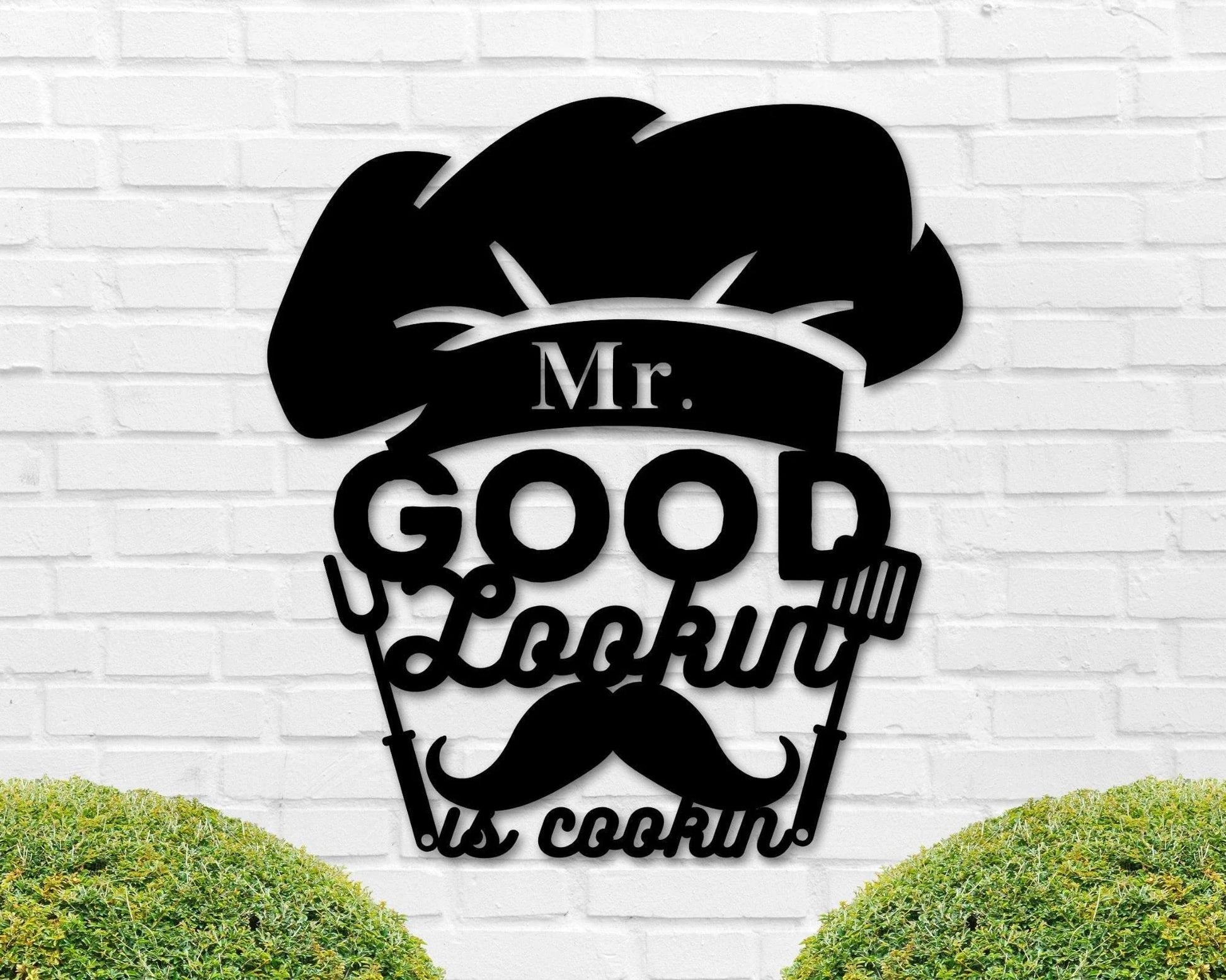 Mr Good Lookin Is Cooking Sign Fathers Day Gift Gift For Dad Sign For Dad Cooking Sign Chef Sign Bbq Sign Husband Sign Funny Sign - 8 inches - metal sign