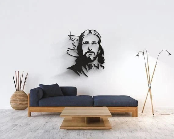 Jesus Christ In God We Trust Wall Art Lazer Cut Metal Sign - 8 inches - metal sign