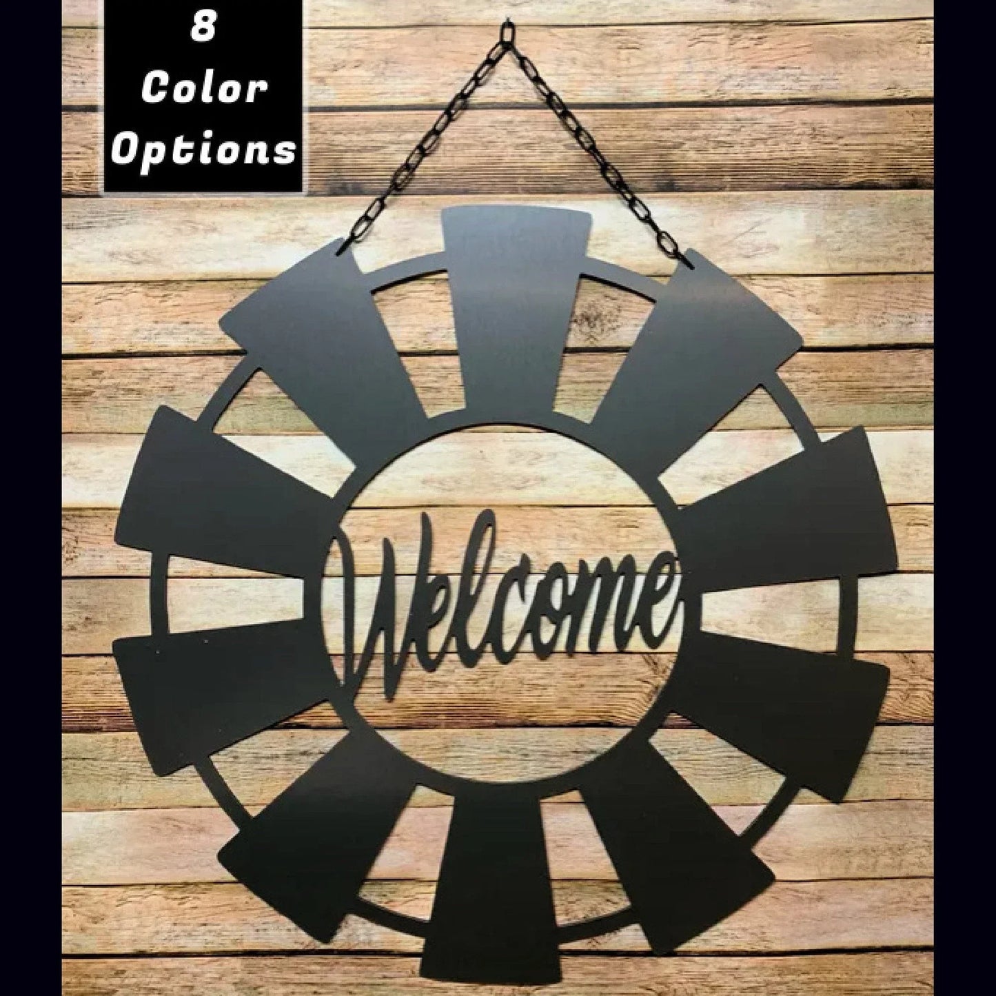 Welcome Sign For Front Porch Windmill Design Cut Metal Sign Wall Metal Sign - 8 inches - metal sign