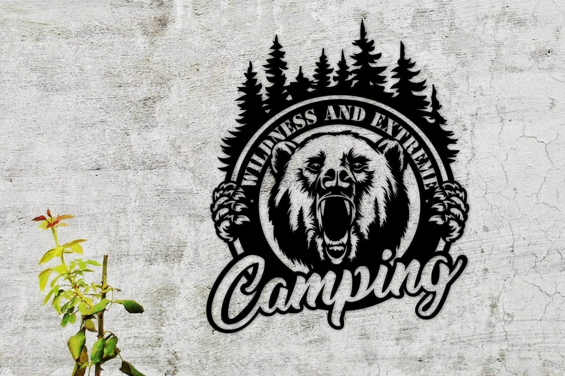Camping Metal Sign Metal Bear Sign Bear Cabin Sign Camping Lovers Sign Camper Gift Metal Wall Decor Wall Hangings Housewarming Gifts - 8 inches - metal sign