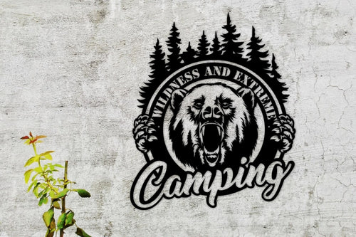 Camping Metal Sign Metal Bear Sign Bear Cabin Sign Camping Lovers Sign Camper Gift Metal Wall Decor Wall Hangings Housewarming Gifts - 8 inches - metal sign