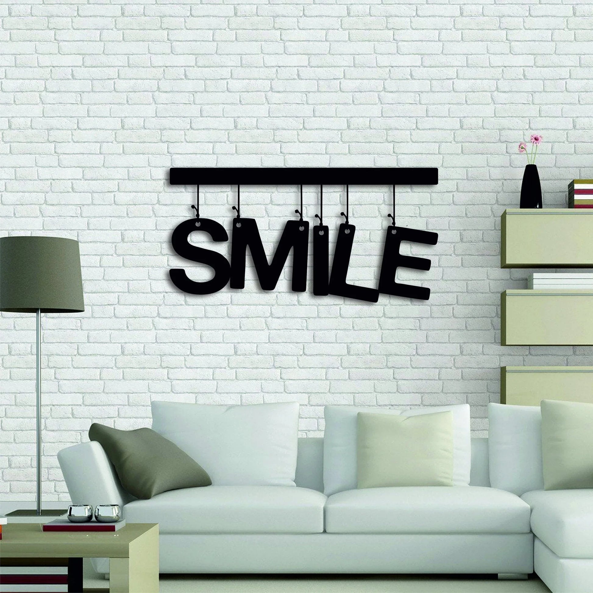 Smile Metal Sign Motivational Wall Decor Friends Sign Metal Words Metal Wall Decor Entryway Housewarming Gift - 8 inches - metal sign
