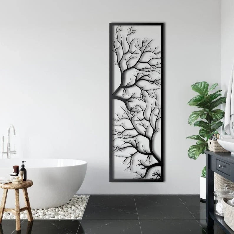 Metal Tree Wall Art Tree Sign Metal Wall Decor Metal Wall Decor Metal Branch Wall Decor Geometric Wall Art Home Wall Hangings - 8 inches - metal sign