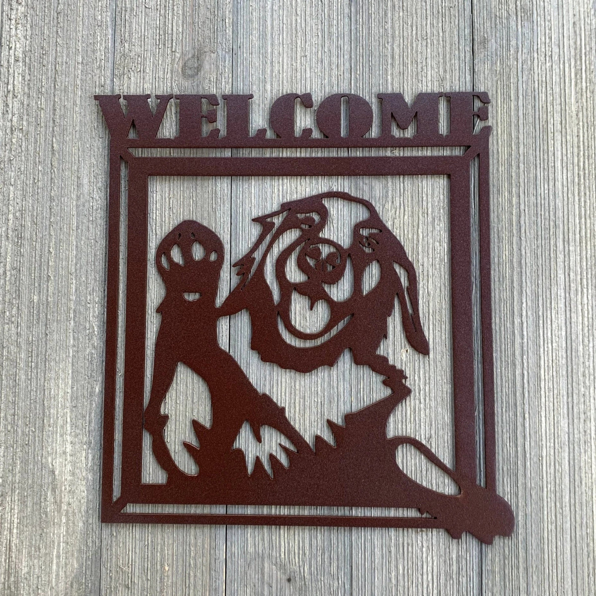 Golden Retriever Welcome Metal Sign Cutout Cut Metal Sign Wall Metal Art - 8 inches - metal sign