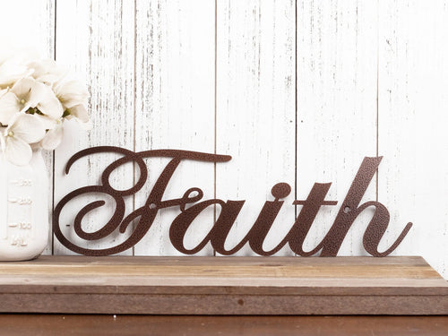 Faith Metal Sign Religious Decor Spritual Decor Religious Word Art Sign Metal Wall Decor - 8 inches - metal sign