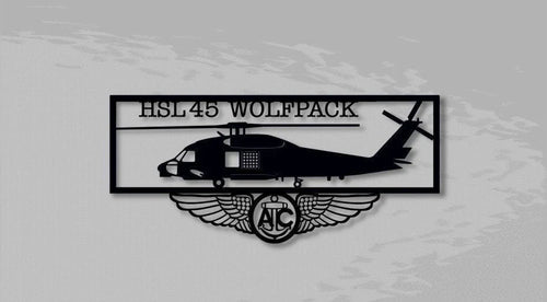 Sh60b Hsl45 Wolfpack With Aircrew Wings Multimission Utility Maritime Helicopter Metal Sign Cut Metal Sign Wall Decor - 8 inches - metal sign