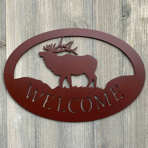 Elk Welcome Metal Sign Cutout Cut Metal Sign Wall Metal Art - 8 inches - metal sign