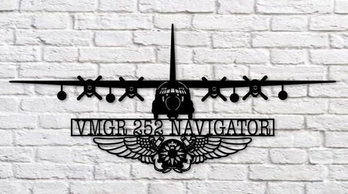 Kc130 Vmgr252 Navigator With Navigator Wings Metal Sign Cut Metal Sign Wall Decor - 8 inches - metal sign