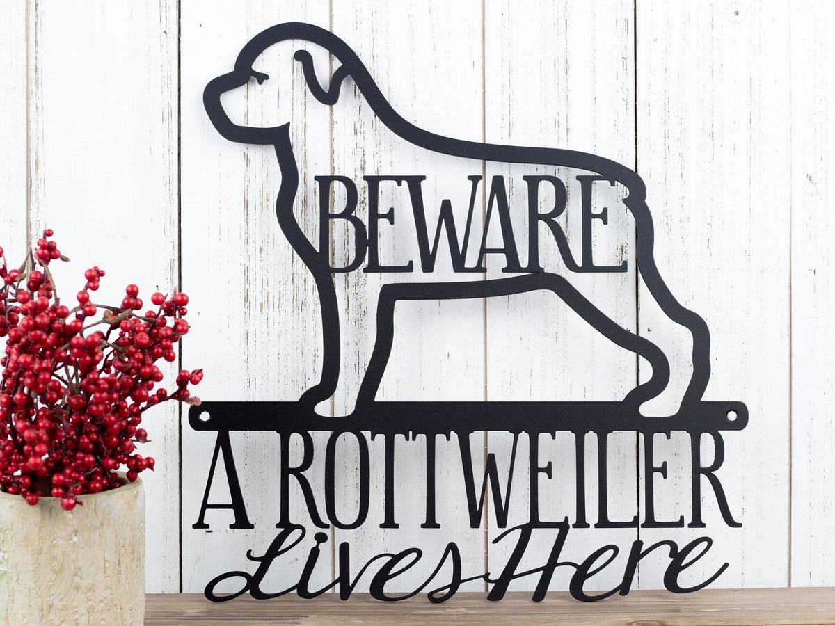 Rottweiler Metal Sign Outdoor Sign Rottweilers Metal Wall Decor Wall Hanging Beware Pet Gift Dog Sign - 8 inches - metal sign