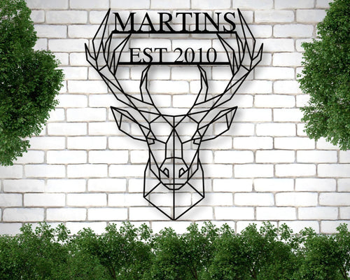 Deer Name Metal Sign Family Name Sign Valentines Day Sign Last Name Art Fathers Day Gift Deer Hunting Gift Wall Decor Antler Sign - 8 inches - metal sign