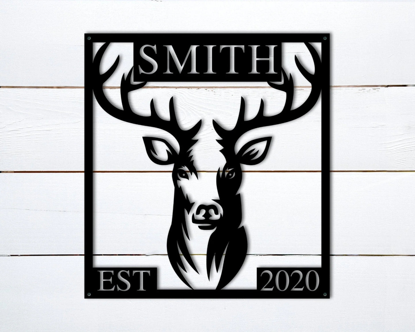 Deer Head Sign Deer Sign Deer Name Metal Sign Deer Hunter Gift Deer Camp Sign Fathers Day Gift Boyfriend Gift Hunter Gifts For Men - 8 inches - metal sign