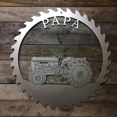 Saw Blade Tractor Sign Cut Metal Sign Metal House Sign - 8 inches - metal sign
