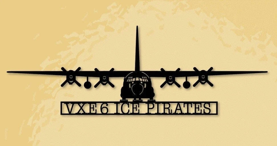 Lc130 Vxe6 Ice Pirates Aircraft Skiing Anyone Metal Sign Cut Metal Sign Wall Decor - 8 inches - metal sign