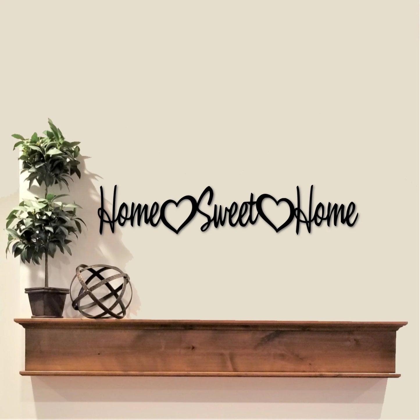 Home Sweet Home Sign Metal Cutout Word Art Heart Decor Words For The Wall Cursive Sign Entryway Decor Kitchen Sign Home Sign - 8 inches - metal sign