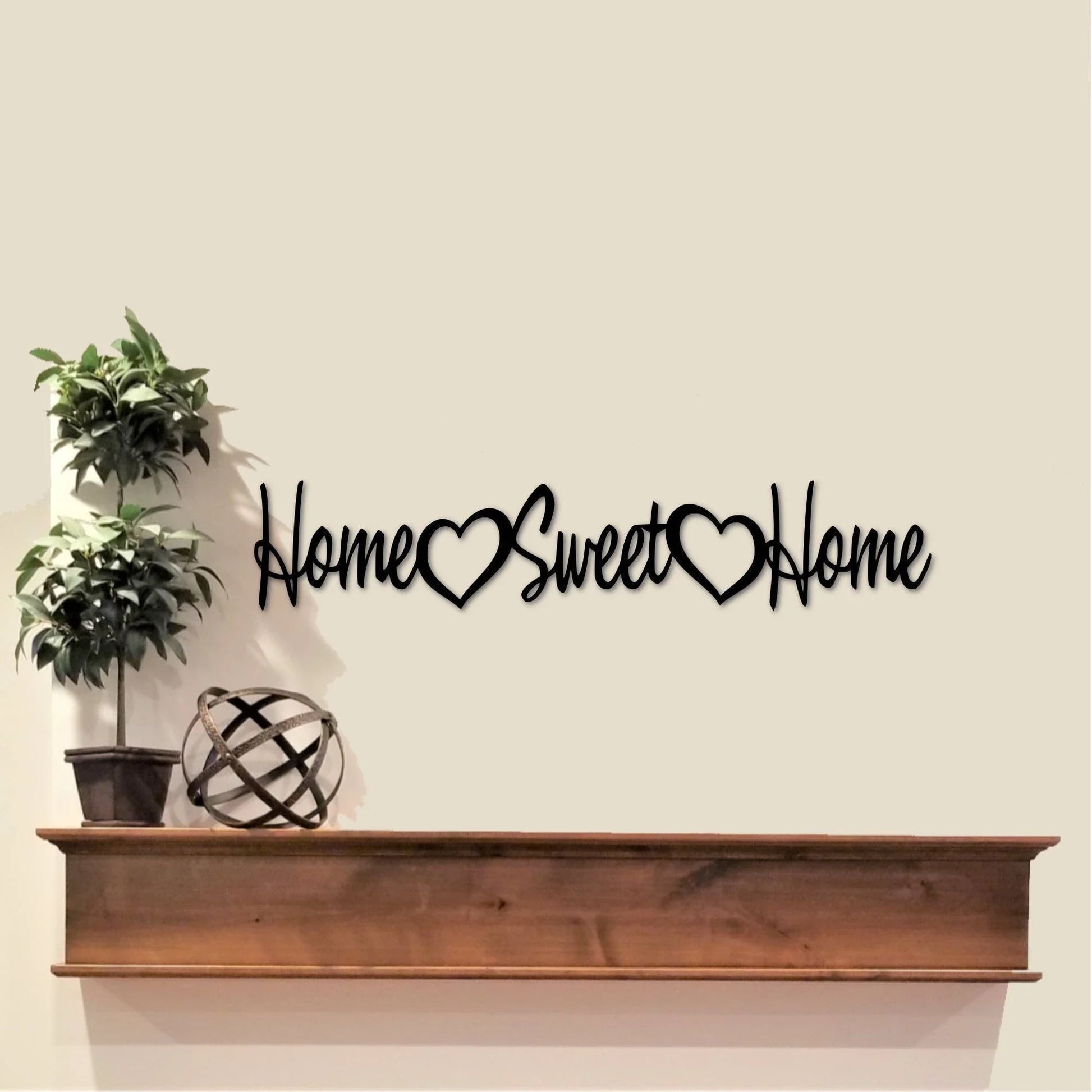 Home Sweet Home Sign Metal Cutout Word Art Heart Decor Words For The Wall Cursive Sign Entryway Decor Kitchen Sign Home Sign - 8 inches - metal sign