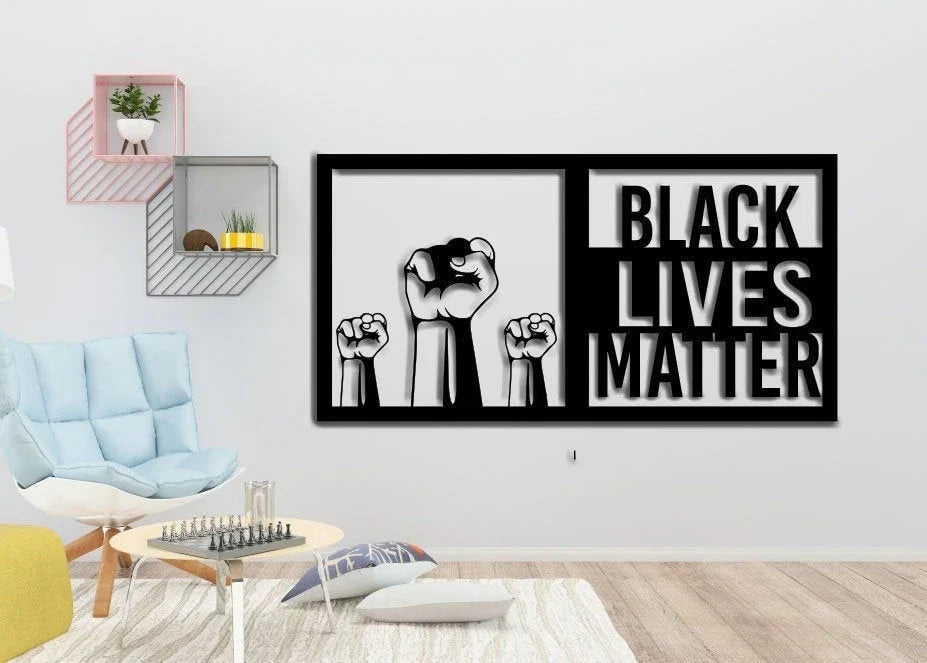 Black Lives Matter Blm Sign Garden Sign Wall Hangings Window Display Peace Protest Metal Wall Sign - 8 inches - metal sign