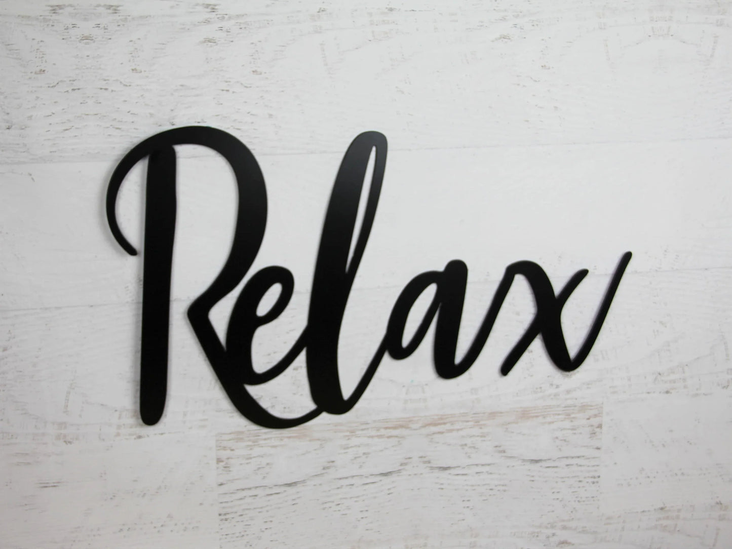 Relax Sign Relax Word Decor Relax Calligraphy Decor - 8 inches - metal sign