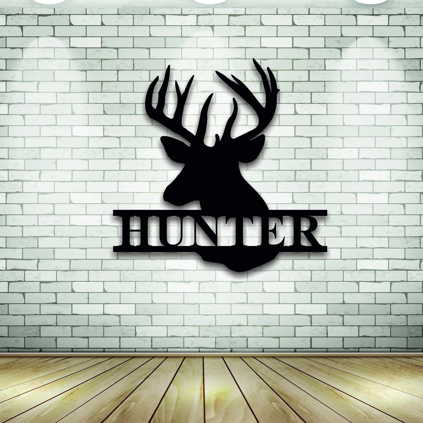Deer Last Name Sign Metal Deer Sign Antler Wall Sign Hunting Present Man Gift Deer Family Name Sign Hunter Christmas Gift Camp Sign - 8 inches - metal sign