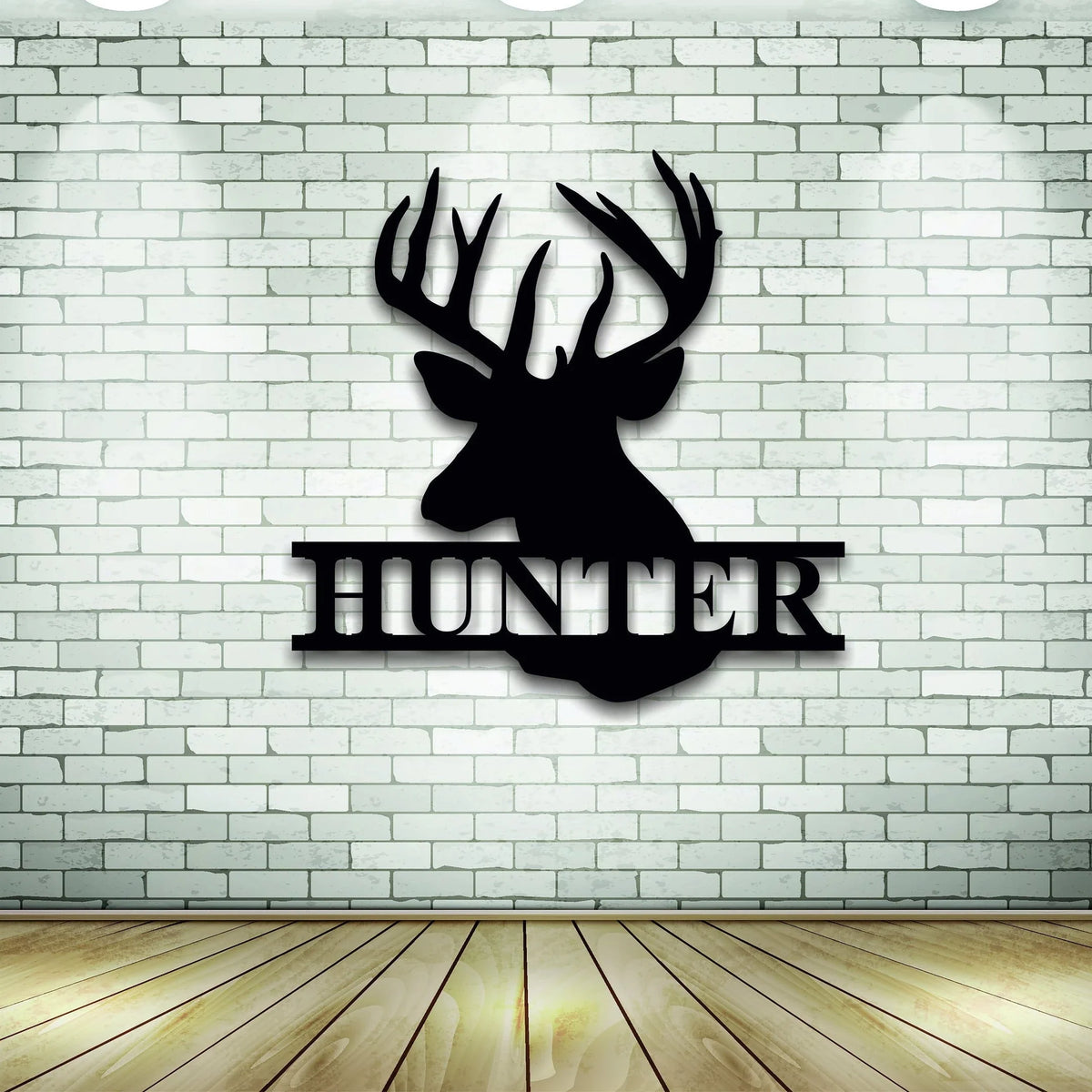 Deer Last Name Sign Metal Deer Sign Antler Wall Sign Hunting Present Man Gift Deer Family Name Sign Hunter Christmas Gift Camp Sign - 8 inches - metal sign