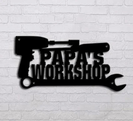Family Papa's Workshop Tool Box Cut Metal Sign - 8 inches - metal sign