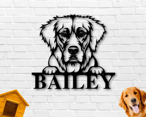 Golden Retriever Dog Sign Golden Retriever Metal Sign Golden Retriever Name Sign Pet Name Sign Dog Lover Sign Gift For Pet Owner Dog - 8 inches - metal sign