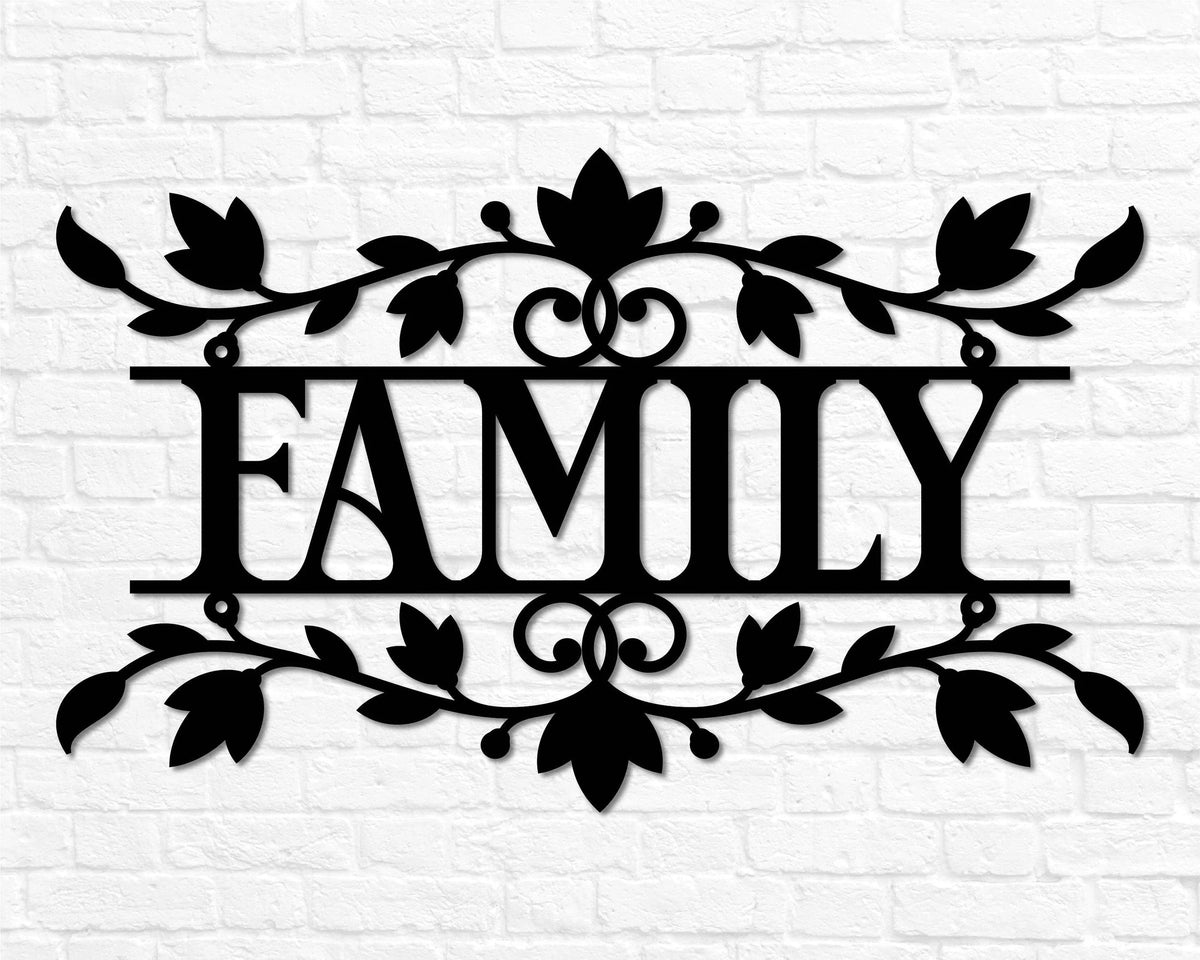 Metal Family Sign Metal Family Wall Decor Family Family Wall Sign Family Metal Word Dining Room Metal Cursive Word Sign - 8 inches - metal sign