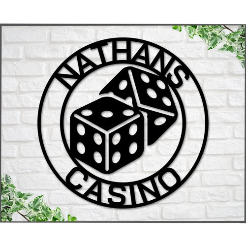 Casino Sign Gambling Sign Poker Sign Dice Sign Dice Metal Casino Sign Bar Sign Man Cave Sign Las Vegas Sign Game Room Sign - 8 inches - metal sign