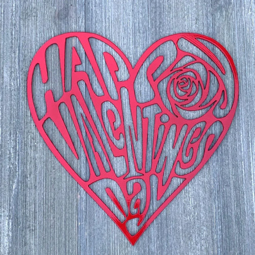 Happy Valentines Day Heart Cut Metal Sign Wall Metal Art - 8 inches - metal sign
