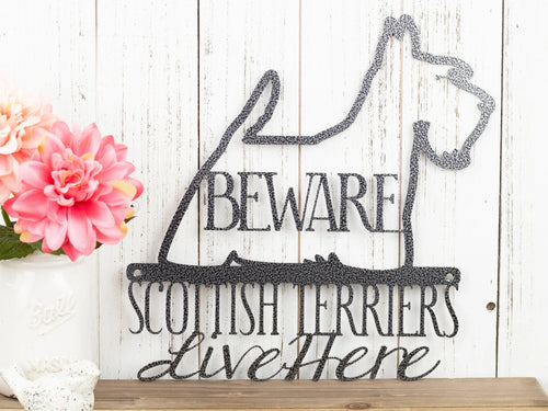 Scottish Terrier Sign Scottie Dog Sign Scottish Terrier Gift Wall Decor Laser Cut Metal Silver Vein Shown - 8 inches - metal sign