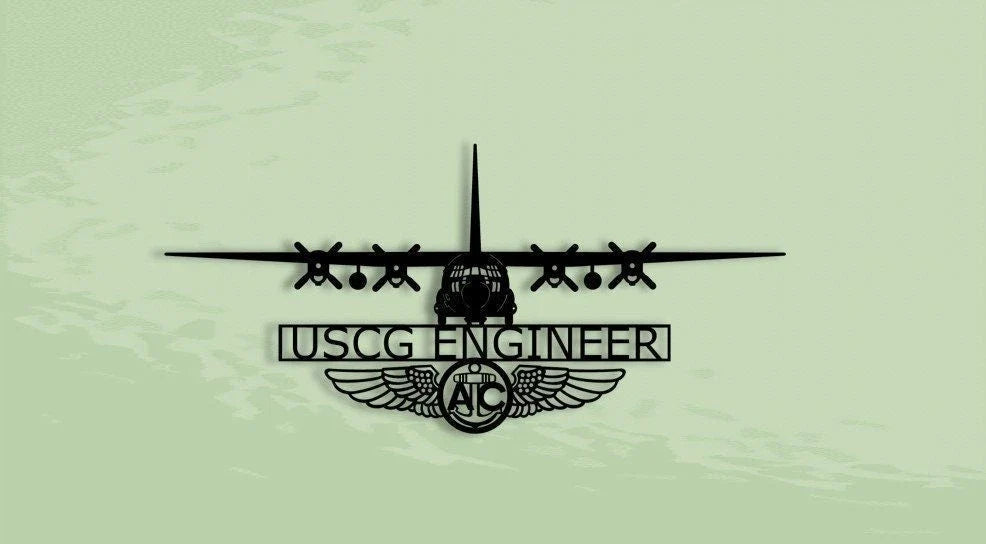 Hc130h Hercules Uscg Engineer With Aircrew Wings Metal Sign Cut Metal Sign Wall Decor - 8 inches - metal sign