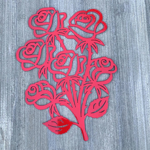 Rose Bouquet Metal Sign Cutout Cut Metal Sign Wall Metal Art - 8 inches - metal sign