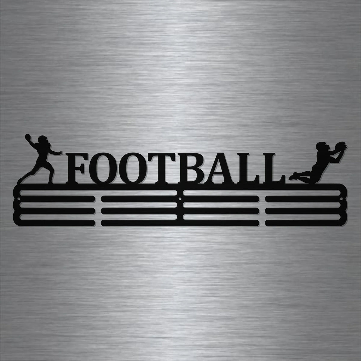 Football Medal Hanger Holder Display Rack 3 Rung Cut Metal Sign - 8 inches - metal sign