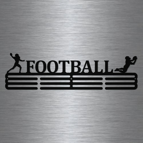 Football Medal Hanger Holder Display Rack 3 Rung Cut Metal Sign - 8 inches - metal sign
