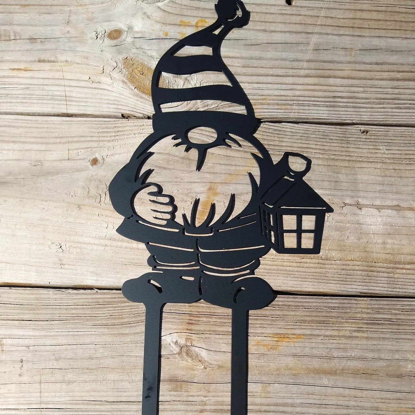 Gnome Metal Garden Sign Tall Cut Metal Sign Wall Metal Art - 8 inches - metal sign