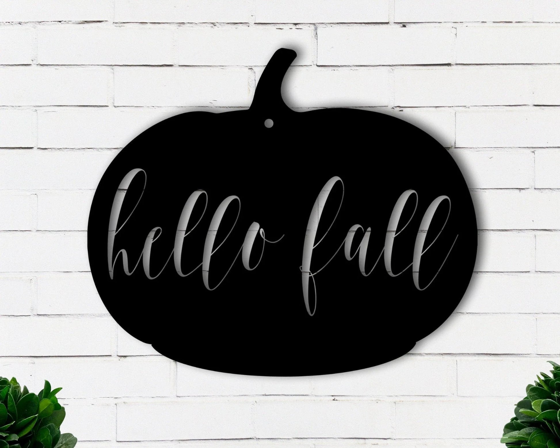 Hello Fall Pumpkin Sign Metal Pumpkin Sign Happy Fall Sign Fall Weather - 8 inches - metal sign