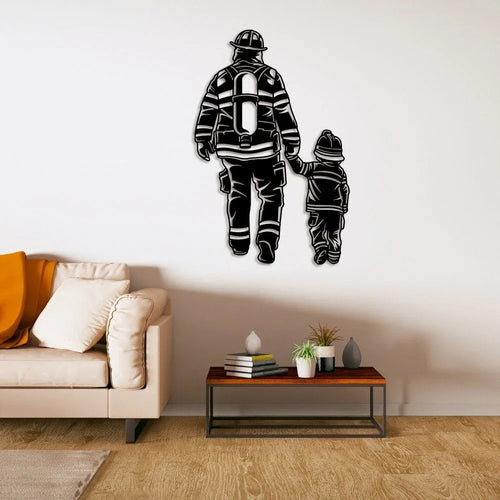 Firefighter Father And Son Metal Sign Gift For Father's Day Fireman Gift Love Father Sign For House Wall - metal sign