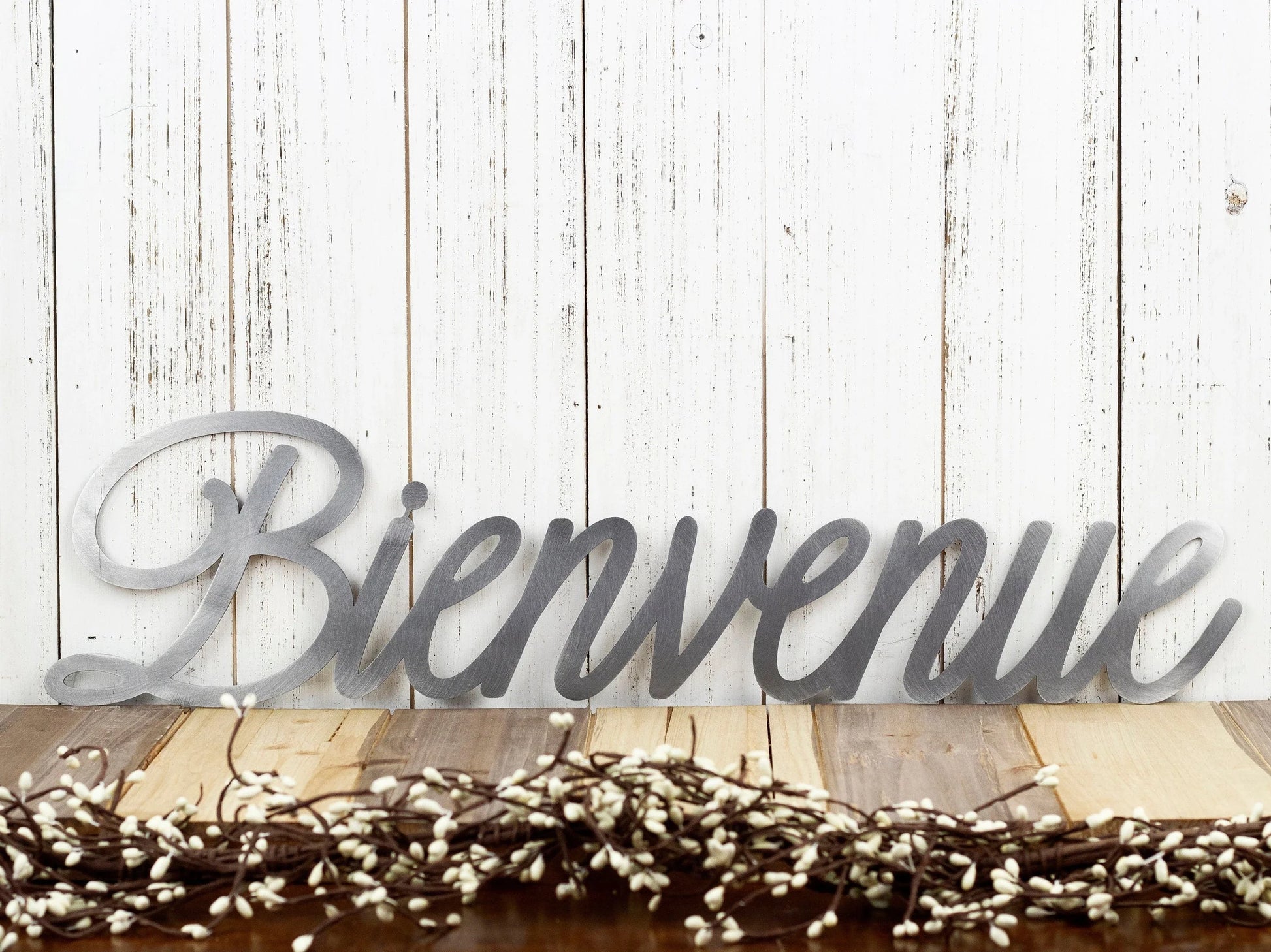 Bienvenue Sign Welcome Sign Metal Word Art Outdoor Metal Signs French Welcome Laser Cut Sign Raw Steel Shown - 8 inches - metal sign