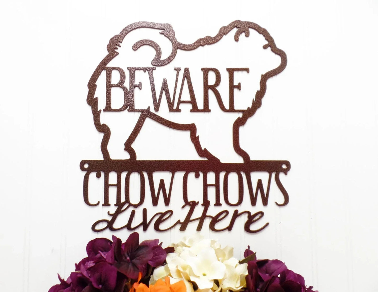 Chow Chow Dog Metal Sign Beware Of Dog Sign Outdoor Sign Dog Mom Gift Laser Cut Steel - 8 inches - metal sign