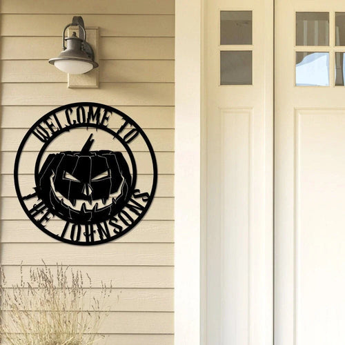 Pumpkin Halloween Pumpkin Metal Sign Halloween Welcome Metal Sign Pumpkin Door Hanger Fall Door Hanger - 8 inches - metal sign